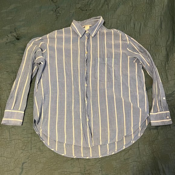Blue Button-down with white stripes - Picture 1 of 6